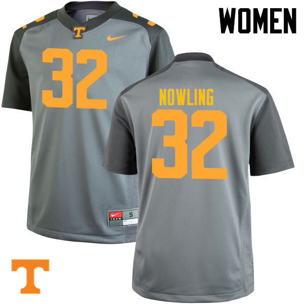 Women #32 Billy Nowling Tennessee Volunteers College Football Jerseys-Gray - Click Image to Close